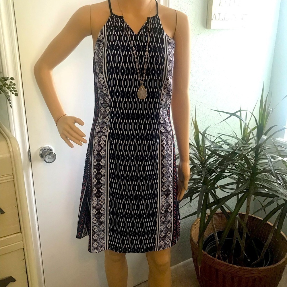 Gianni Bini Navy Print Halter Dress